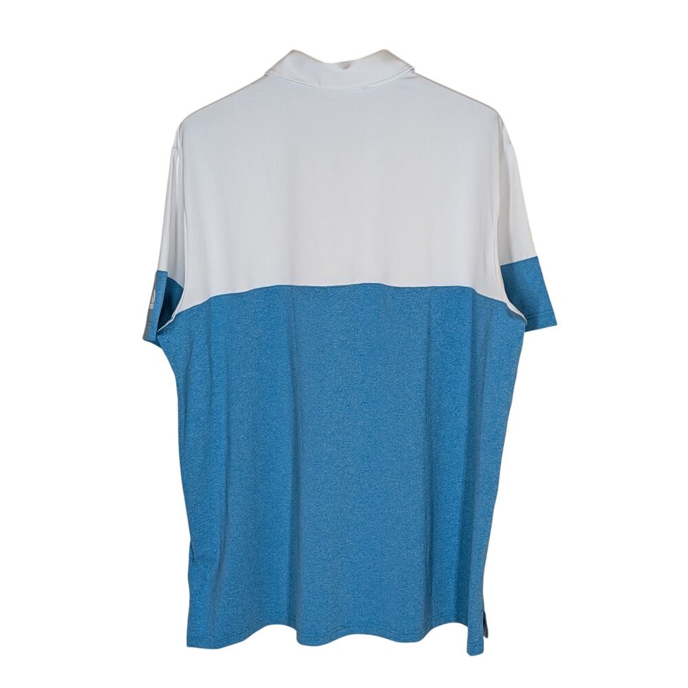 Adidas Men’s 2XL White Blue Color block Performance Golf Polo Stretch Breathable - Picture 2 of 9